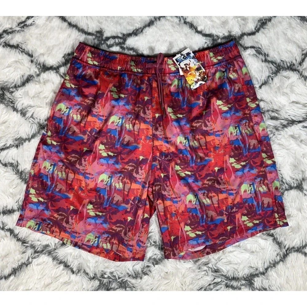ROBERT GRAHAM Palm Trees Swim Trunks Board Shorts Pink‎ Men's Sz L *NEW* $79